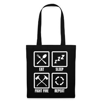 Eat Sleep Fight Fire Repeat - Stoffbeutel - Schwarz - Vorne
