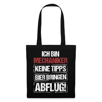 Ich bin Mechaniker - Bier bringen und Abflug - Stoffbeutel - Schwarz - Vorne