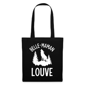 Louve hurlante en forêt - Sac en tissu - noir - Devant