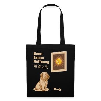Image de chien et de balle de tennis - Sac en tissu - noir - Devant