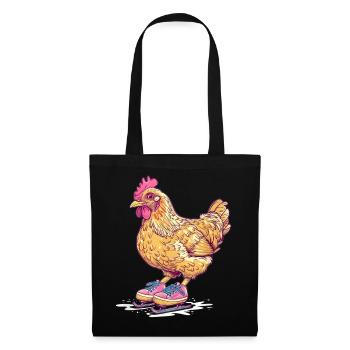 Chicken on Skates Cartoon - Tote Bag - black - Front