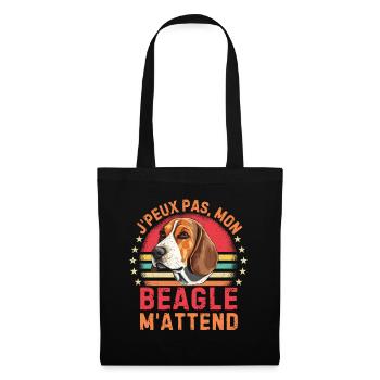 Chien de race beagle - Sac en tissu - noir - Devant