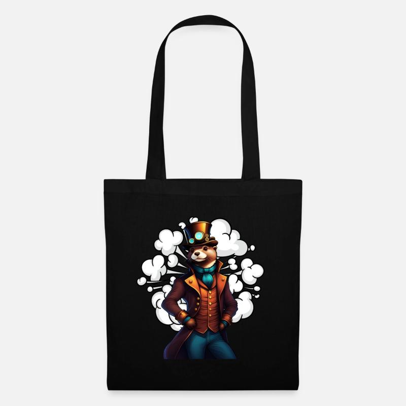 Erfindergeist Otter Steampunk Technikotter - Stoffbeutel - Schwarz