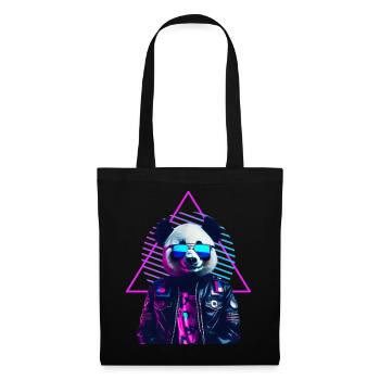 Retro Panda 80s Leather Jacket Neon Colors - Tote Bag - black - Front