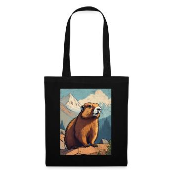 Marmotte dans les montagnes - Sac en tissu - noir - Devant