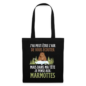 Dans ma tête je pense aux marmottes - Sac en tissu - noir - Devant