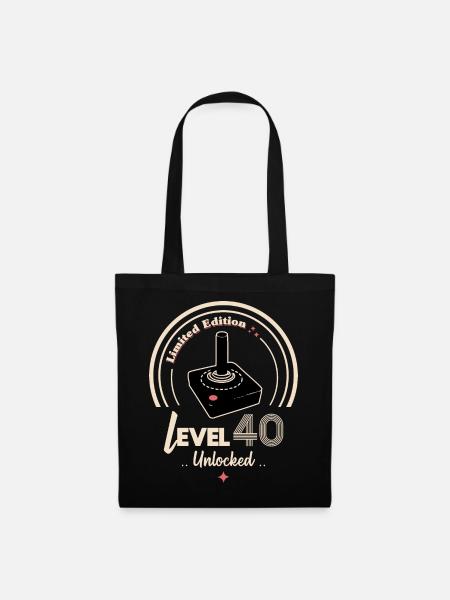 Design Gaming Level 40 freigeschaltet - Stoffbeutel - Schwarz