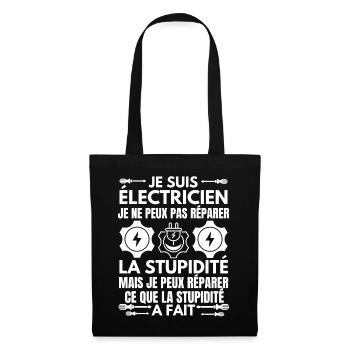 Humour électricien - Sac en tissu - noir - Devant