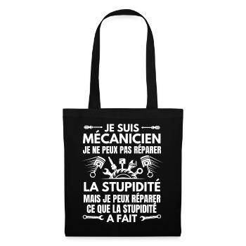 Humour mécanicien réparer - Sac en tissu - noir - Devant