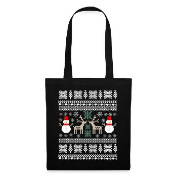 Rétro Noël Pixel - Sac en tissu - noir - Devant