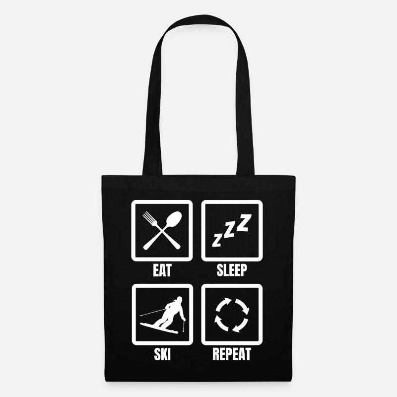 Eat Sleep Ski Repeat - Stoffbeutel - Schwarz