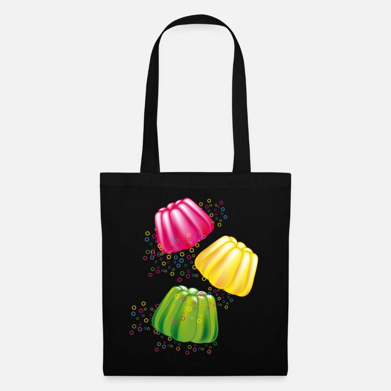 Bunte Götterspeisen–Dessert-Motiv mit Retro-Charme - Stoffbeutel - Schwarz