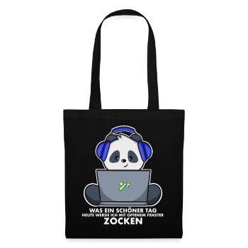 Panda Gamer - schönes Wetter - Stoffbeutel - Schwarz - Vorne
