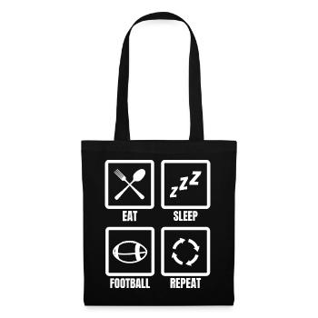 Eat Sleep Football Repeat - Stoffbeutel - Schwarz - Vorne