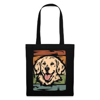 retro Golden Retriever und Labrador Hundesymbol - Stoffbeutel - Schwarz - Vorne