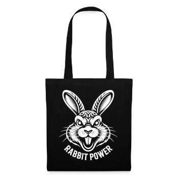 Tête de lapin avec un dicton amusant - Sac en tissu - noir - Devant