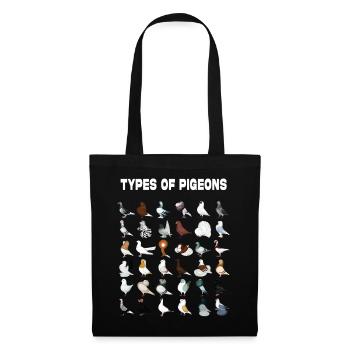 Types de pigeons Pigeons du monde Pigeons - Sac en tissu - noir - Devant