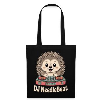 DJ NeedleBeat Igel DJ Plattenspieler Rave - Stoffbeutel - Schwarz - Vorne