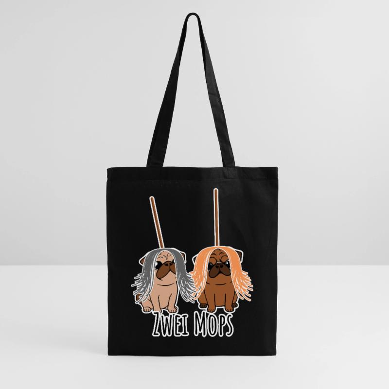 Zwei Mops - Hunde oder Putzgeräte? Hunde Humor? Stoffbeutel