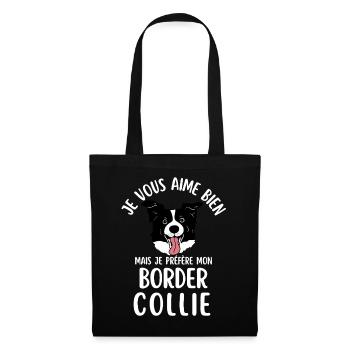 Border Collie Liebe Humor - Stoffbeutel - Schwarz - Vorne