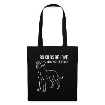 Deutsche Dogge Humor - 80 Kilo Liebe  - Stoffbeutel - Schwarz - Vorne