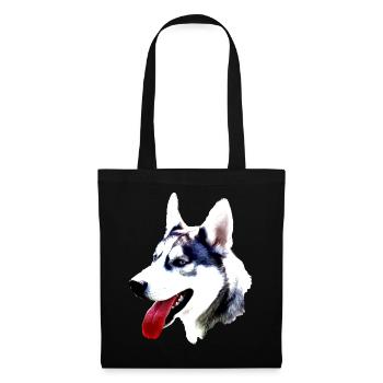 Husky head with red tongue - Tote Bag - black - Front