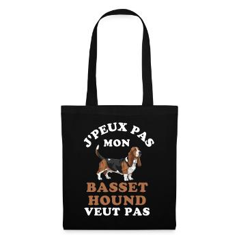 Basset Hound, ich kann nicht - Stoffbeutel - Schwarz - Vorne