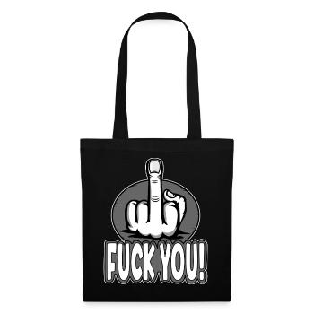 Mittelfinger Stinkefinger Fuck You Design - Stoffbeutel - Schwarz - Vorne