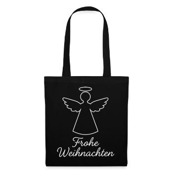 Süßer Weihnachtsengel , Advent engel Weinachten - Stoffbeutel - Schwarz - Vorne