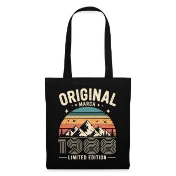 Vintage Né(e) en mars 1988 Original depuis 38 ans - Sac en tissu - noir - Devant