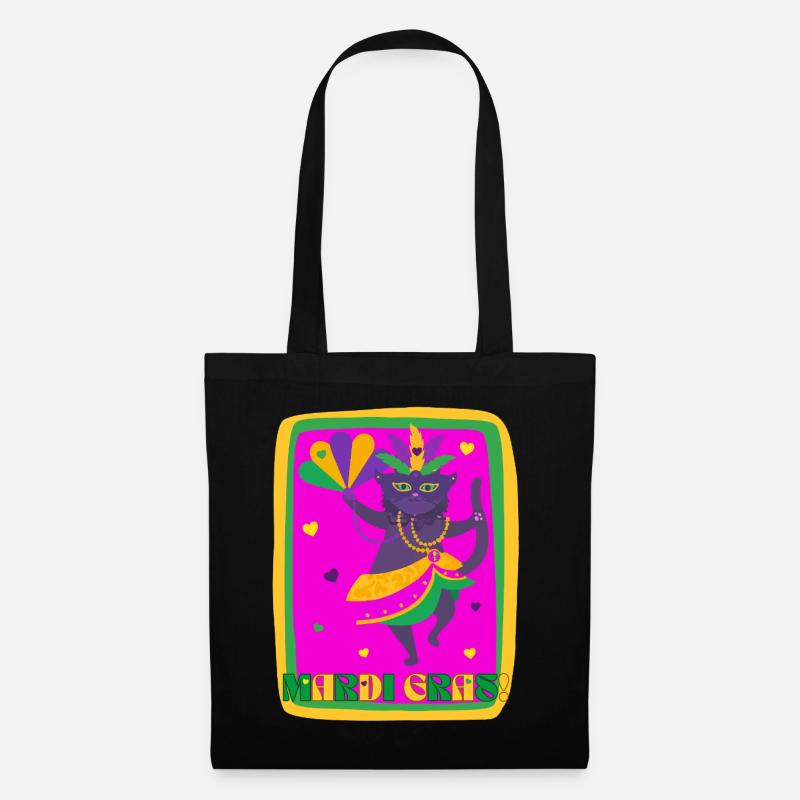 Mardi Gras Dancing Cat - Tote Bag - black