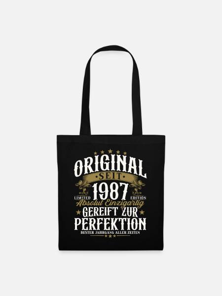 Original 1987 Jahrgang Geburtstag Retro Geschenk - Stoffbeutel - Schwarz
