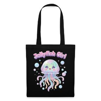 Pastel Kawaii Quallenmädchen-Ästhetik - Stoffbeutel - Schwarz - Vorne