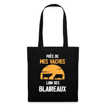 Près des vaches au soleil couchant - Sac en tissu - noir - Devant
