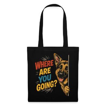 Chien curieux, regard amusant - Sac en tissu - noir - Devant