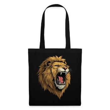 Rugissement de tête de lion - Sac en tissu - noir - Devant