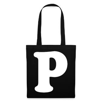 Large P Style Print | Letter P | P Logo - Tote Bag - black - Front