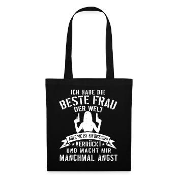 Super lustiges Geschenk für Ehemann mit verrückter - Stoffbeutel - Schwarz - Vorne