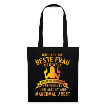 Super lustiges Geschenk für Ehemann mit verrückter - Stoffbeutel - Schwarz - Vorne