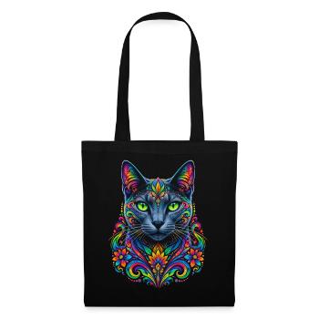 Stellar-Floral-Prisma-Katze - Stoffbeutel - Schwarz - Vorne