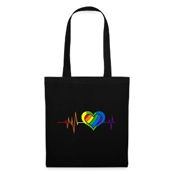 Pride Heart Lgbtq Bisexual Rainbow Love Transgende - Stoffbeutel - Schwarz - Vorne