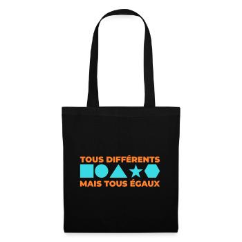 Tous différents mais tous égaux - Sac en tissu - noir - Devant