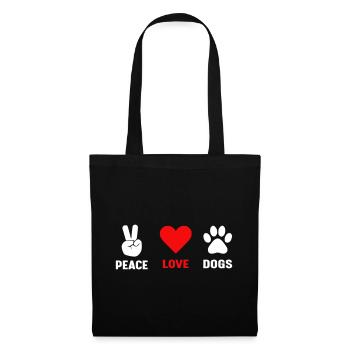 Frieden Liebe Hunde - Stoffbeutel - Schwarz - Vorne
