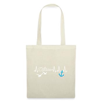 Baltique coeur rythme Ancre mouette côte vacances plage M - Sac en tissu - nature - Devant