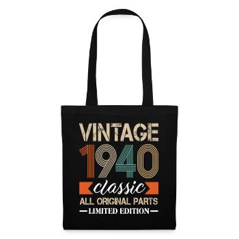 Naissance 1940 naissance anniversaire rétro - Sac en tissu - noir - Devant