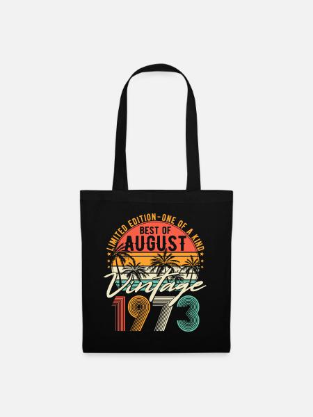 August 1973 Vintage Jahrgang Geburtstag Retro - Stoffbeutel - Schwarz
