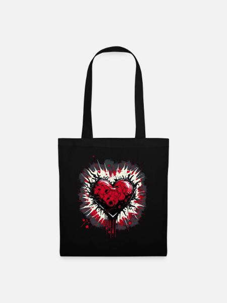 Mon coeur - Sac en tissu - noir