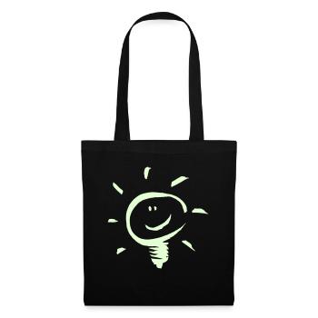 Happy Bulb / Fröhliche Glühbirne 1c - Stoffbeutel - Schwarz - Vorne