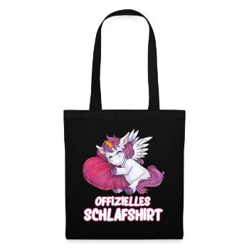 Schlafendes Einhorn Herz Kissen Einhornliebhaber - Stoffbeutel - Schwarz - Vorne