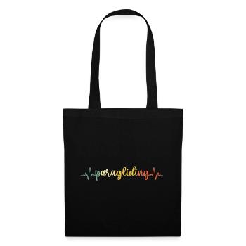 Heartbeat Graphic Paragliding Paraglider Skydiver - Stoffbeutel - Schwarz - Vorne